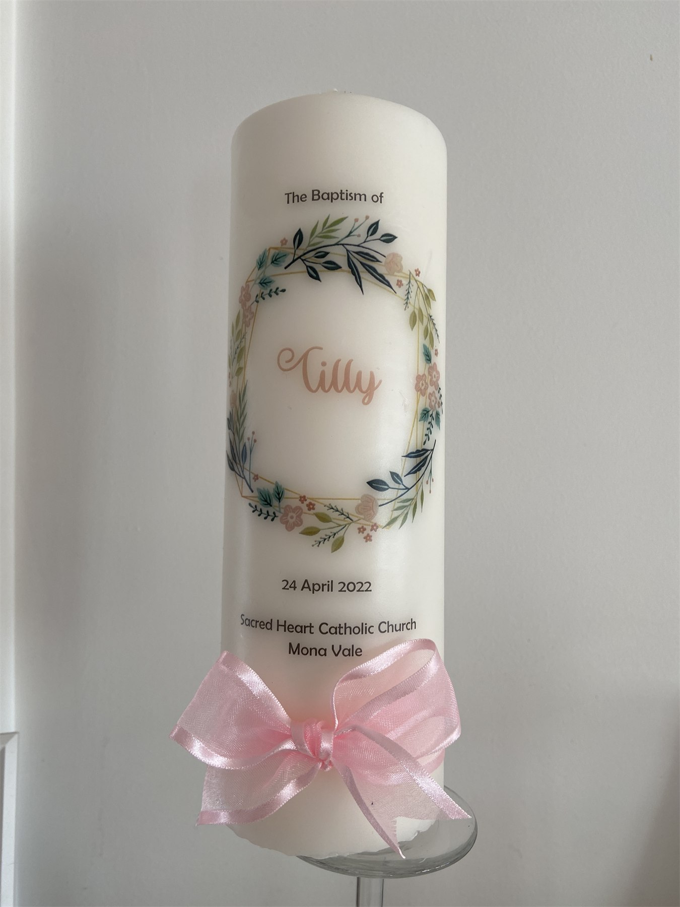 Phoebe Baptism Candle by Flame of Faith