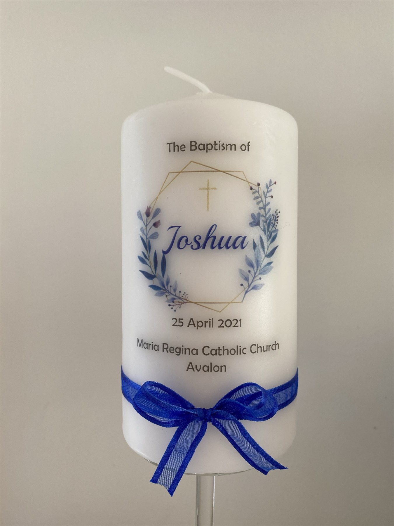 Joshua Baptism Candle by Flame of Faith