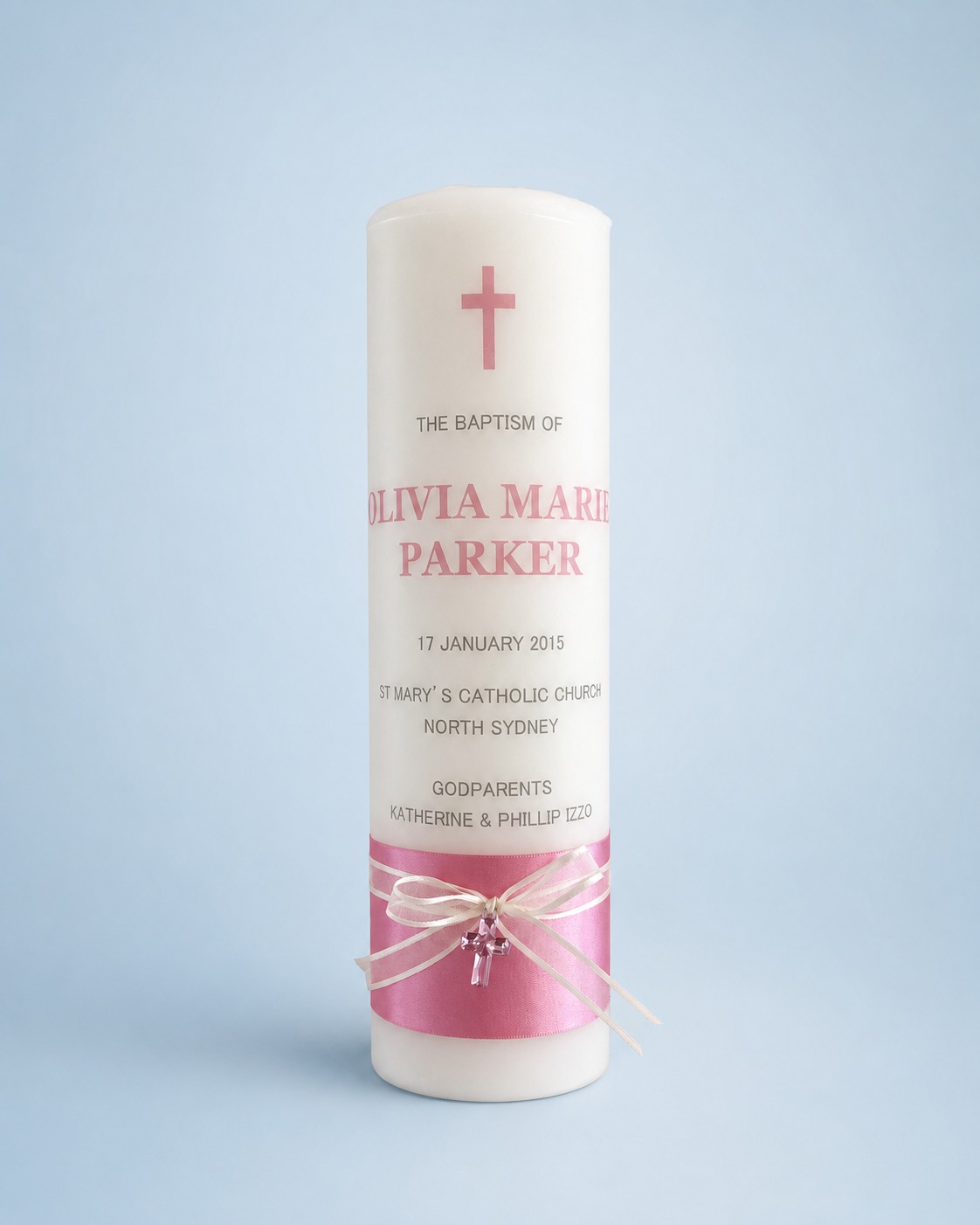 Olivia Baptism Candle by Flame of Faith